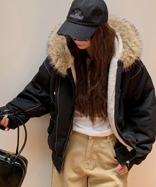 Aelina ミリタリージャケット モッズコート ファー付きショート