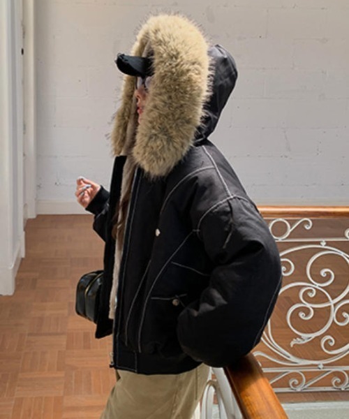 Aelina ミリタリージャケット モッズコート ファー付きショート