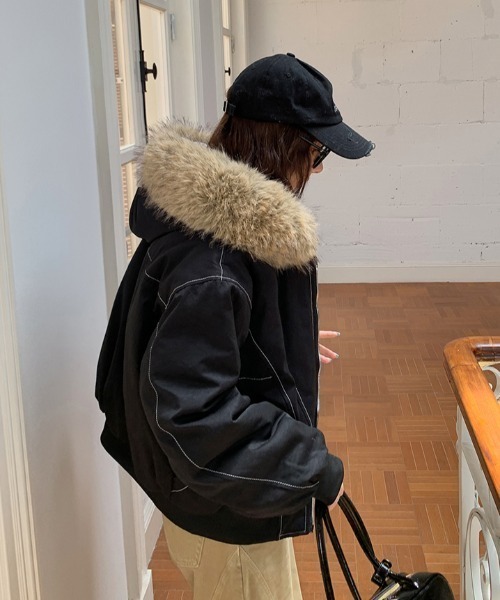 Aelina ミリタリージャケット モッズコート ファー付きショート
