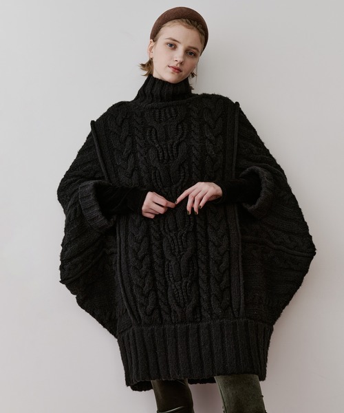 ✨即購入OK✨【新品】ラベルエチュード　ケイブルBIGニットワンピース　黒 LA BELLE ETUDE（ラベルエチュード） ワンピース ケイブルBIGニット