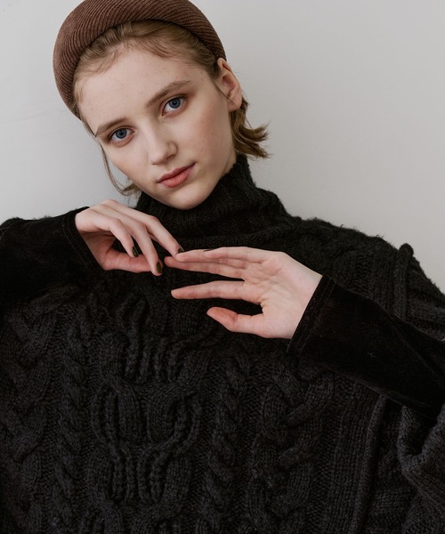 ✨即購入OK✨【新品】ラベルエチュード　ケイブルBIGニットワンピース　黒 LA BELLE ETUDE（ラベルエチュード） ワンピース ケイブルBIGニット