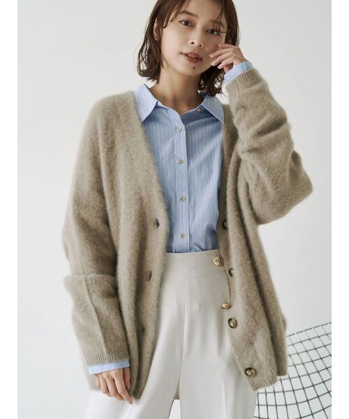 TONAL（トーナル） カーディガン PREMIUM FOX×CASHMERE Vネック