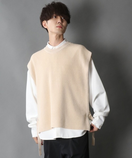 「SITRY」 「suggestion」ノースリーブニット M ダークブラック メンズ_画像3