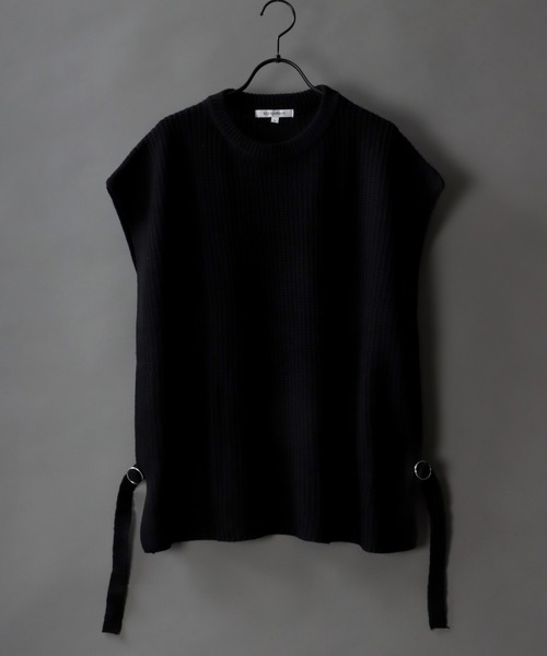 「SITRY」 「suggestion」ノースリーブニット M ダークブラック メンズ_画像8