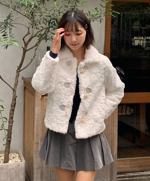 ダッフルコート コート 「25年秋冬新規」ふわふわモコモコフェイク