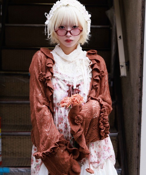 axes femme（アクシーズ ファム） カーディガン おはなフリルモヘア