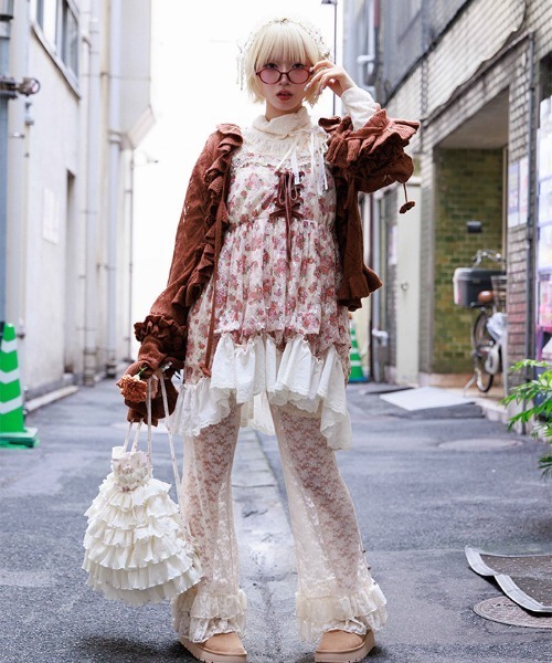 axes femme（アクシーズ ファム） カーディガン おはなフリルモヘア