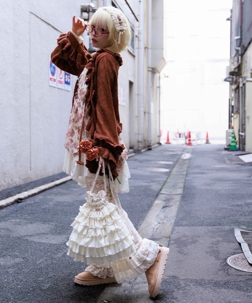 axes femme（アクシーズ ファム） カーディガン おはなフリルモヘア