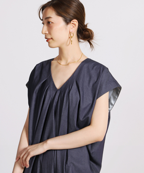 「VERMEIL par iena」 半袖ワンピース FREE ネイビー レディースの画像