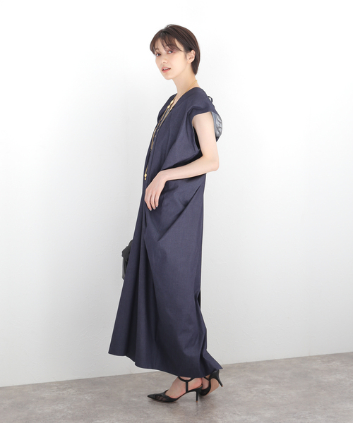 「VERMEIL par iena」 半袖ワンピース FREE ネイビー レディースの画像