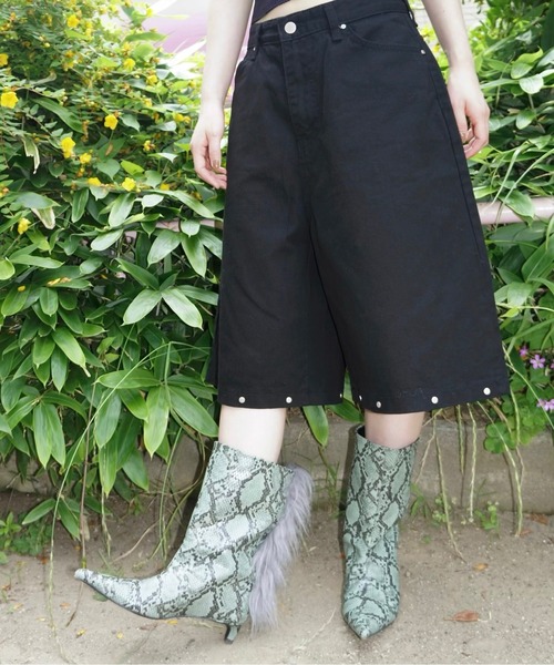 「musubore」 ショートブーツ S グリーン レディース_画像6