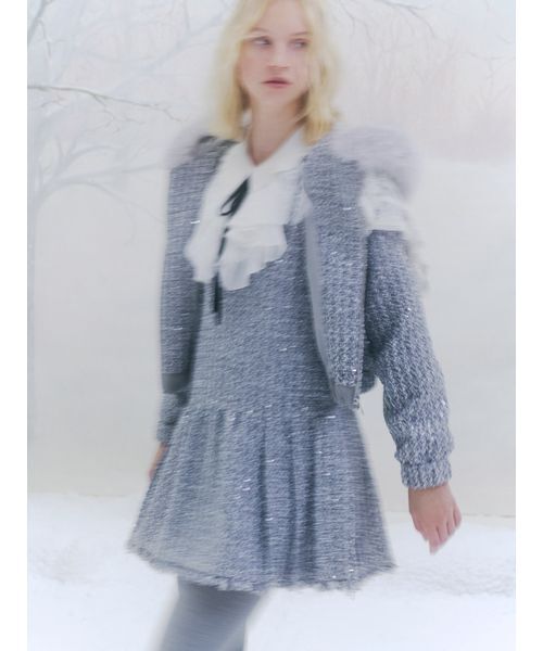 SNIDEL（スナイデル） ブルゾン アウター ファー付きツイードブルゾン