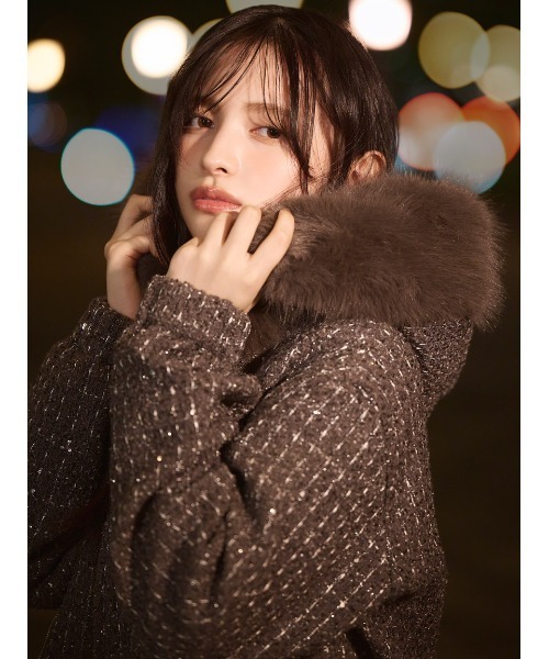 SNIDEL（スナイデル） ブルゾン アウター ファー付きツイードブルゾン