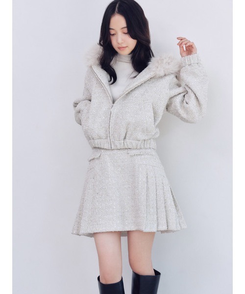 SNIDEL（スナイデル） ブルゾン アウター ファー付きツイードブルゾン