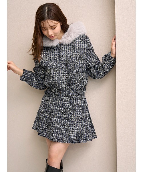 SNIDEL（スナイデル） ブルゾン アウター ファー付きツイードブルゾン