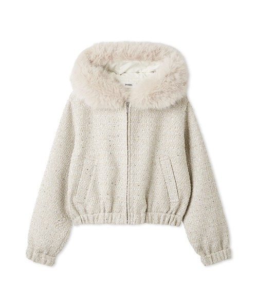 SNIDEL（スナイデル） ブルゾン アウター ファー付きツイードブルゾン