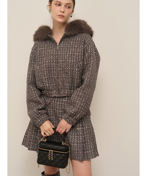 SNIDEL（スナイデル） ブルゾン アウター ファー付きツイードブルゾン