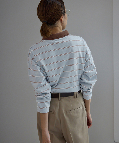 SLOBE IENA【スローブイエナ】☆ヴィンテージボーダー　新品ブルーA SLOBE IENA（スローブイエナ） tシャツ ヴィンテージボーダー