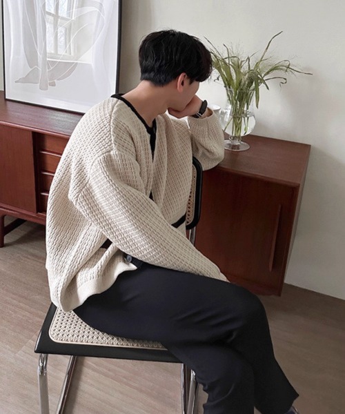 KULE 18-080-923-0032-3-0 ニット NOWLE（ノウル） カーディガン 「NOWLE」バイカラー パイピング ニット