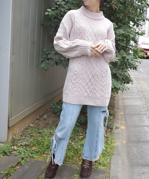 axes femme（アクシーズ ファム） チュニック ラメ×ベロアモール