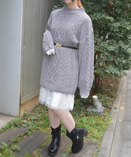 axes femme（アクシーズ ファム） チュニック ラメ×ベロアモール