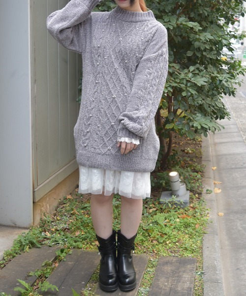 axes femme（アクシーズ ファム） チュニック ラメ×ベロアモール