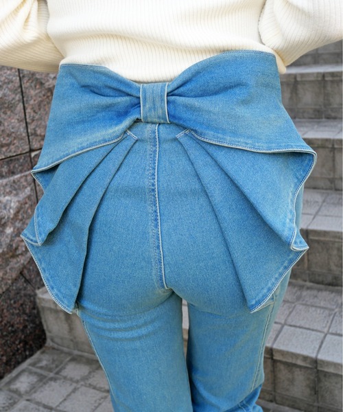 FUN（ファン） ジーンズ デニム デニムパンツ バックリボンフレア