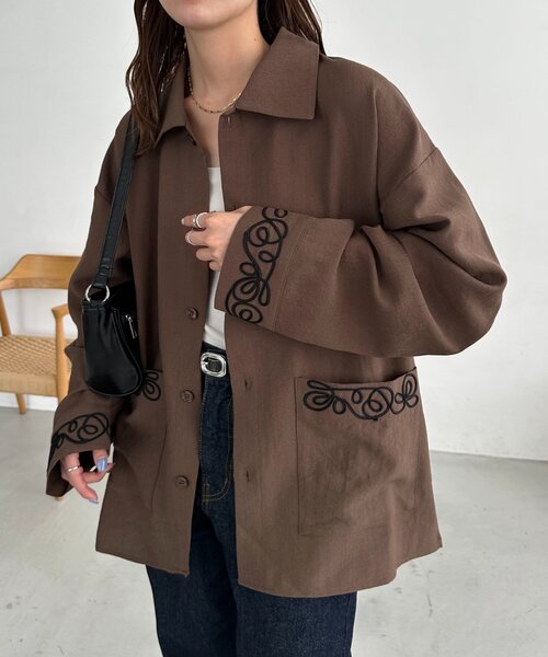 「DISCOAT」 長袖シャツ FREE ブラウン レディース_画像2