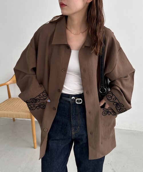 「DISCOAT」 長袖シャツ FREE ブラウン レディース_画像3