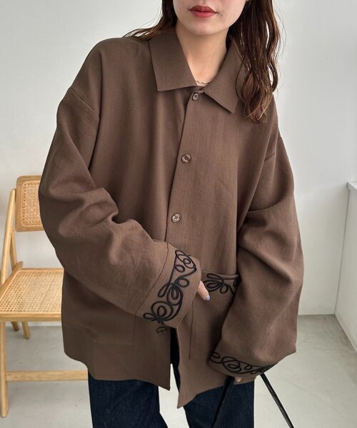 「DISCOAT」 長袖シャツ FREE ブラウン レディース_画像4