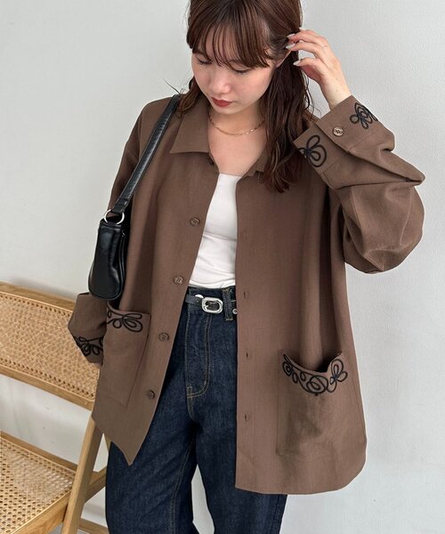 「DISCOAT」 長袖シャツ FREE ブラウン レディース_画像6