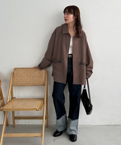 「DISCOAT」 長袖シャツ FREE ブラウン レディース_画像8