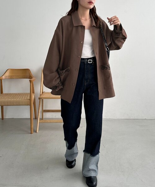 「DISCOAT」 長袖シャツ FREE ブラウン レディース_画像9