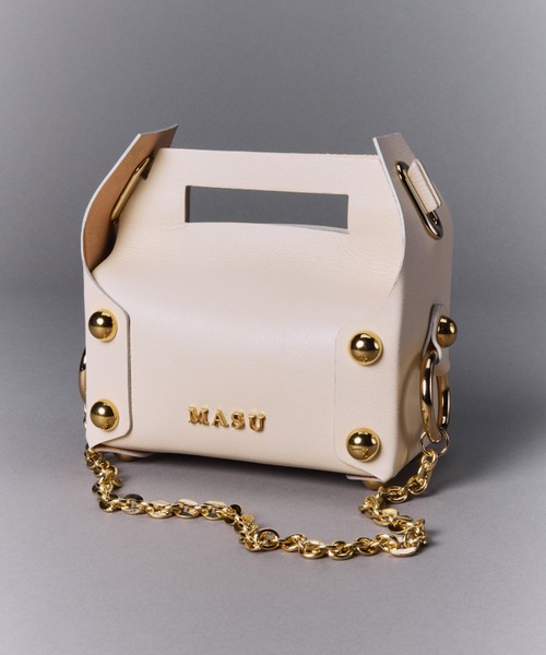 かごバッグ カゴバッグ 「M A S U」LEATHER CAKE BAGの画像
