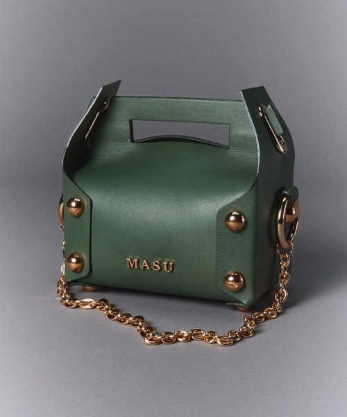 かごバッグ カゴバッグ 「M A S U」LEATHER CAKE BAGの画像