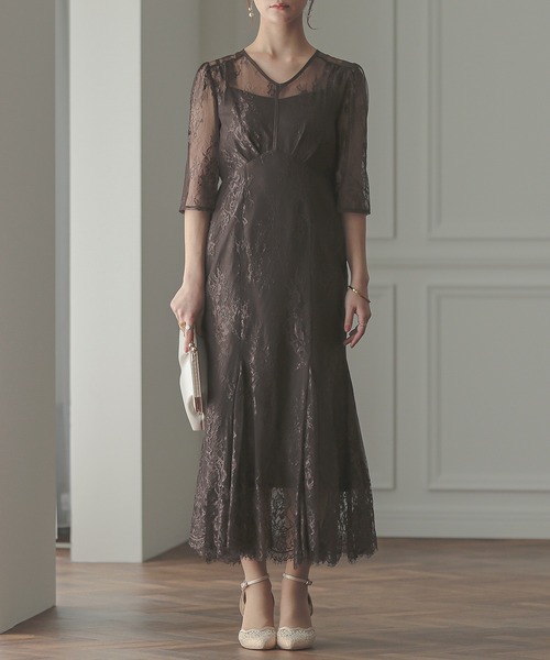 「Kana」 7分袖ワンピース L チャコールグレー レディース_画像2