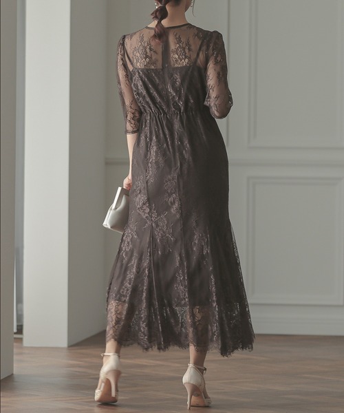 「Kana」 7分袖ワンピース L チャコールグレー レディース_画像5