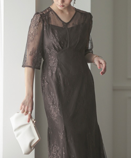 「Kana」 7分袖ワンピース L チャコールグレー レディース_画像7