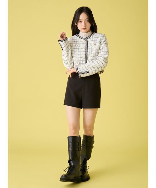 新品【LILY BROWN】ノーカラーツイードジャケット ブラック LILY BROWN（リリーブラウン） ジャケット ノーカラージャケット