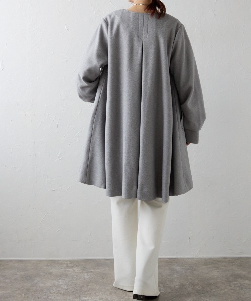 「&HALF」 「noa-ge」ノーカラーコート M アイボリー レディース_画像5