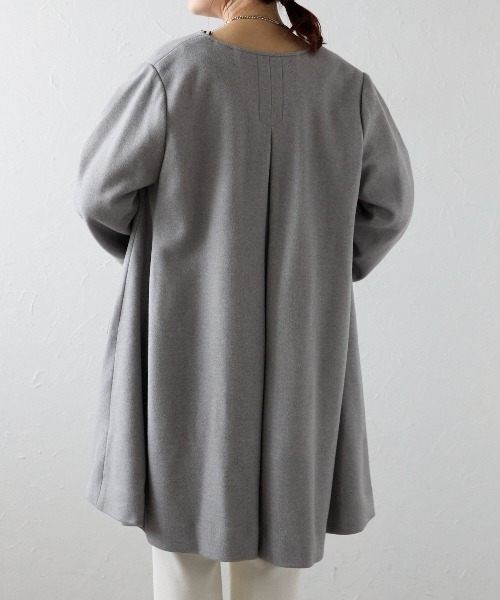 「&HALF」 「noa-ge」ノーカラーコート M アイボリー レディース_画像8