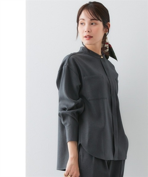 「7days Life Styling」 長袖ブラウス 3L チャコール レディース_画像2