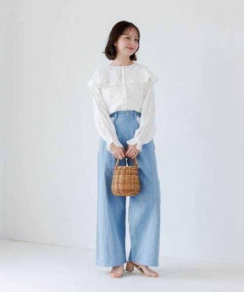 flower ブラウス シャツ ルミナスエンブロイダリーブラウス レディース 