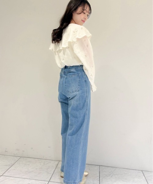 flower ブラウス シャツ ルミナスエンブロイダリーブラウス レディース 
