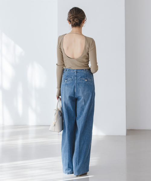 ワイドパンツ ジーンズ デニム デニムパンツ 「NOBLE別注」SERGE/サージ W SIDE ZIP PANTS レディースの画像