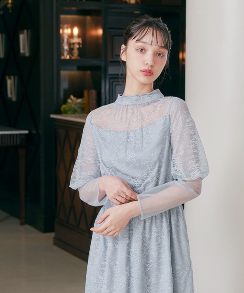 「niana」 長袖ワンピース M ネイビー レディースの画像