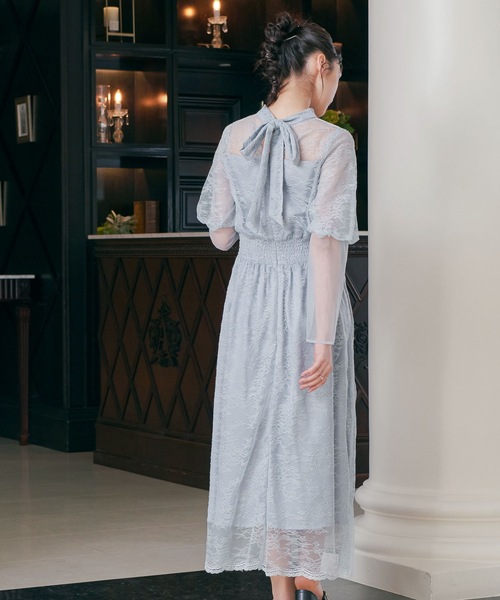 「niana」 長袖ワンピース M ネイビー レディースの画像
