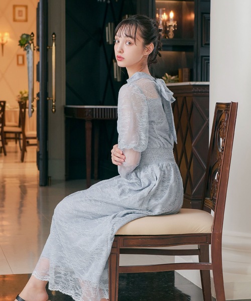 「niana」 長袖ワンピース M ネイビー レディースの画像