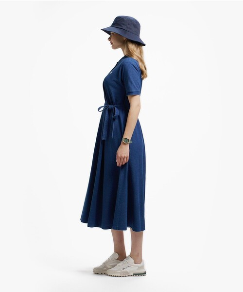 LACOSTE（ラコステ） ワンピース 夏 半袖 インディゴ鹿の子ポロドレス