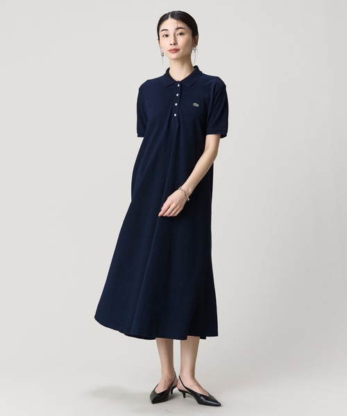 LACOSTE（ラコステ） ワンピース 夏 半袖 インディゴ鹿の子ポロドレス
